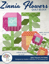 Zinnia Flowers Quilt Block Printed Pattern
