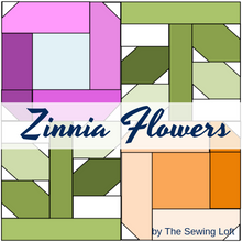 Zinnia Flowers Quilt Block Printed Pattern