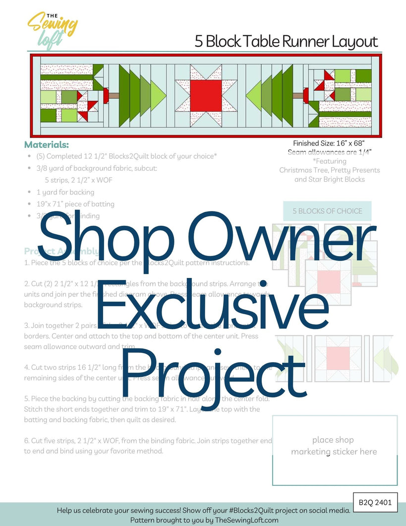 5 Block Table Runner Layout | Shop Owner Exclusive