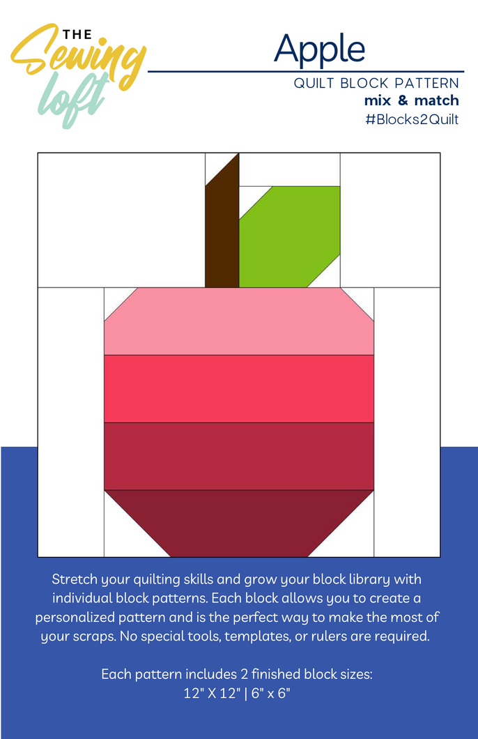 Apple Quilt Block Printed Pattern