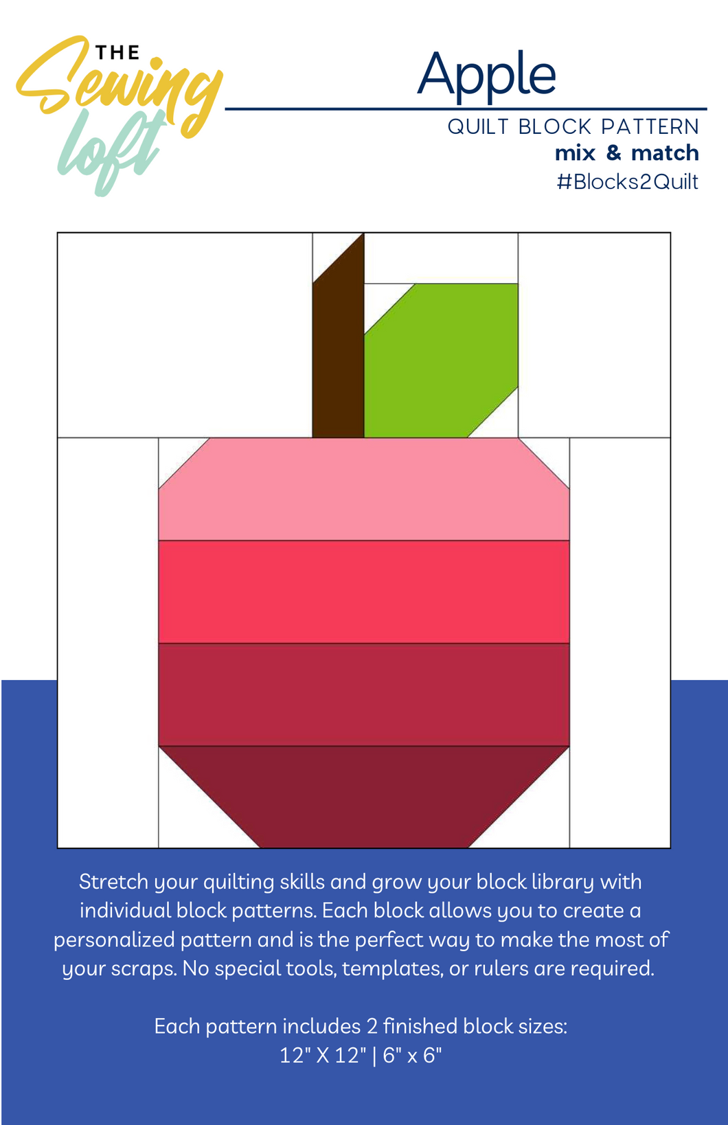 Apple Quilt Block Printed Pattern