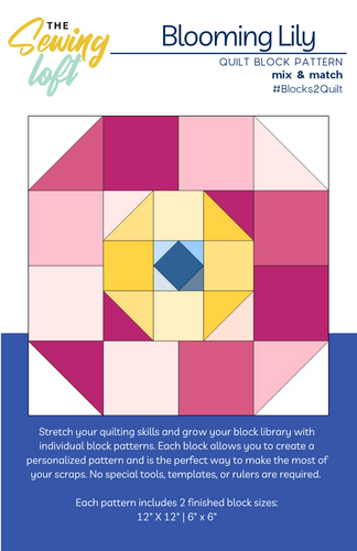 Blooming Lily Quilt Block Printed Pattern