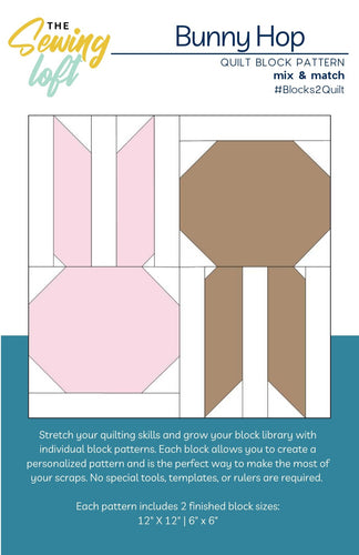 Bunny Hop Quilt Block Printed Pattern