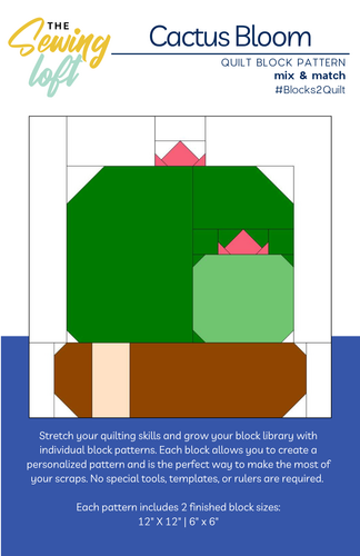 Cactus Bloom Quilt Block Printed Pattern