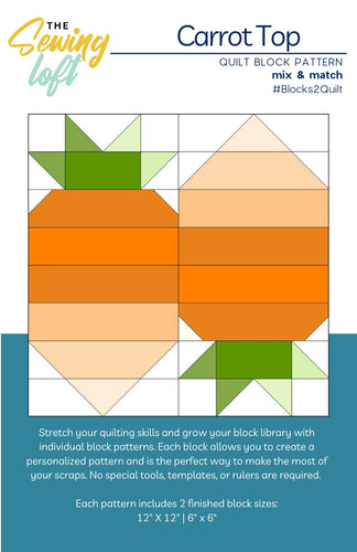 Carrot Top Quilt Block Printed Pattern
