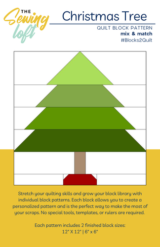 Christmas Tree Quilt Block Printed Pattern