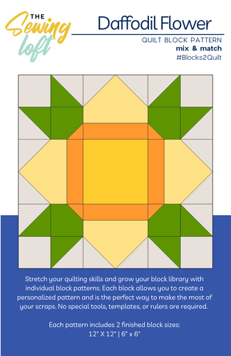 Daffodil Quilt Block Printed Pattern