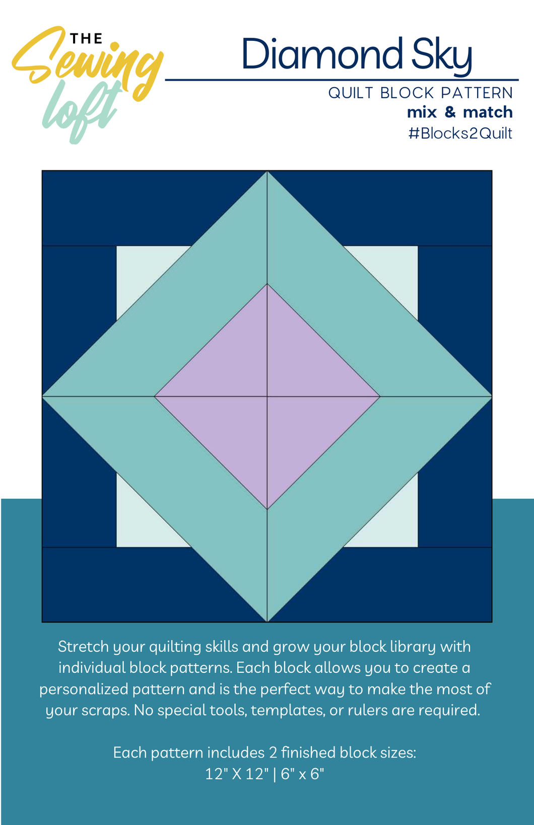 Diamond Sky Quilt Block Printed Pattern