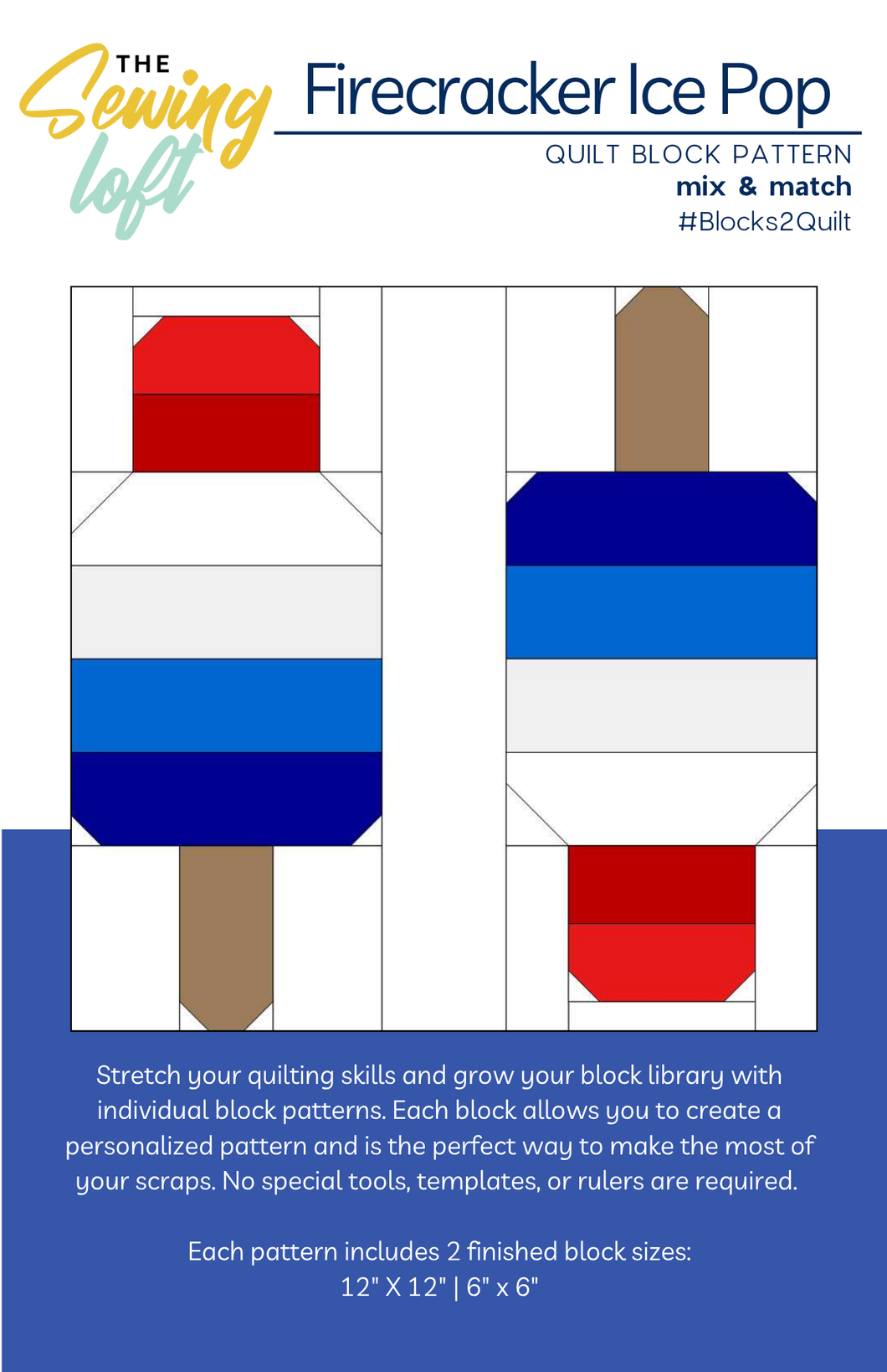 Firecracker Quilt Block Printed Pattern