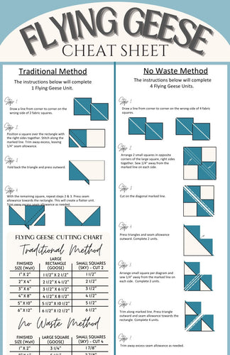 Flying Geese Cheat Sheet | Printable PDF Quilting Guide
