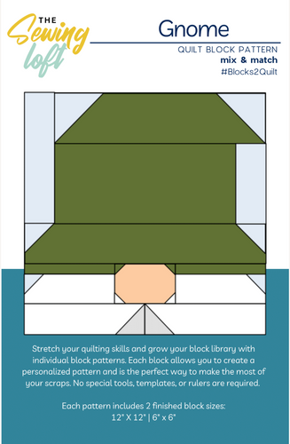 Gnome Quilt Block Printed Pattern