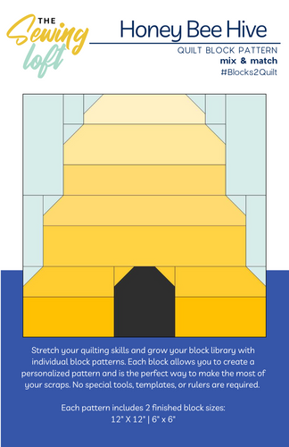 Honeybee Hive Quilt Block Printed Pattern