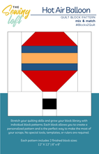 Hot Air Balloon Quilt Block Printed Pattern