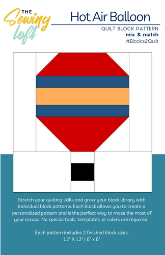 Hot Air Balloon Quilt Block Printed Pattern
