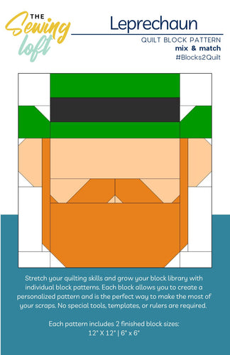 Leprechaun Quilt Block Printed Pattern