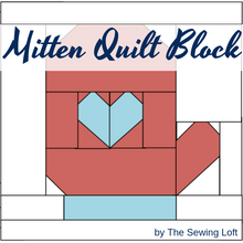 Winter Mitten Quilt Block Printed Pattern