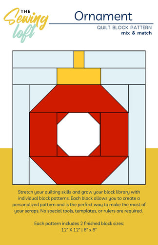 Ornament Quilt Block Printed Pattern