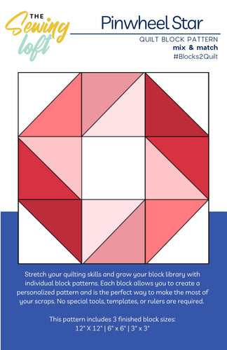 Pinwheel Star Quilt Block Printed Pattern