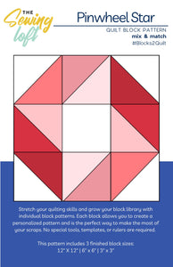 Pinwheel Star Quilt Block Printed Pattern