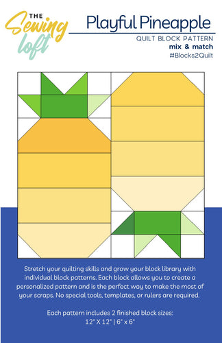 Playful Pinapple Quilt Block Printed Pattern