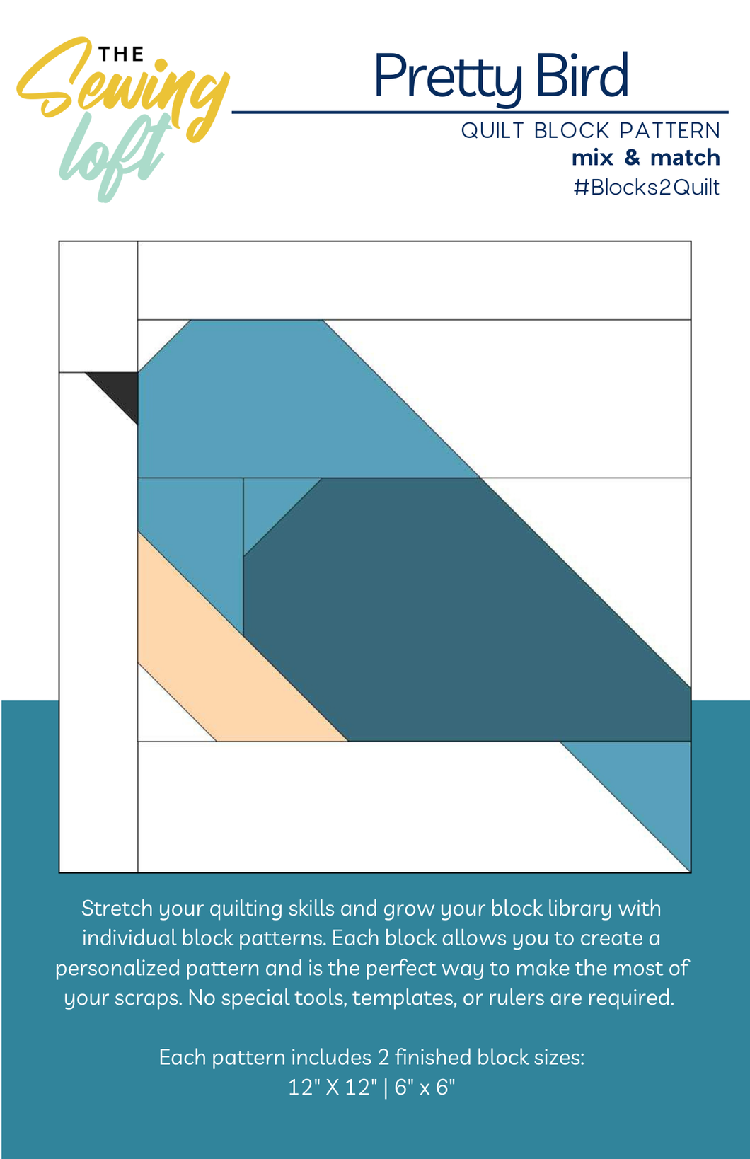 Pretty Bird Quilt Block Printed Pattern