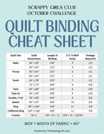 Binding Challenge Printable | Binding Cheat Sheet