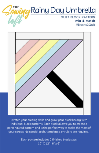 Rainy Day Umbrella Quilt Block Printed Pattern