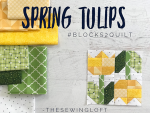 Spring Tulips Quilt Block Printed Pattern