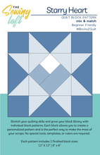 Starry Heart Quilt Block Printed Pattern
