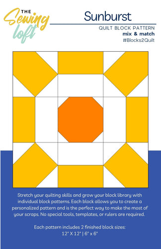 Sunburst Quilt Block Printed Pattern