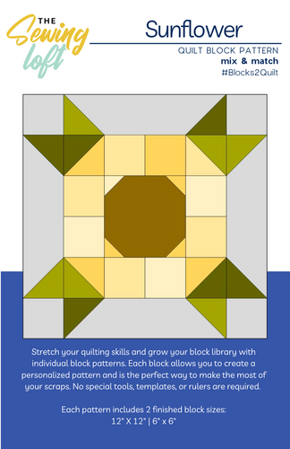 Sunflower Quilt Block Printed Pattern