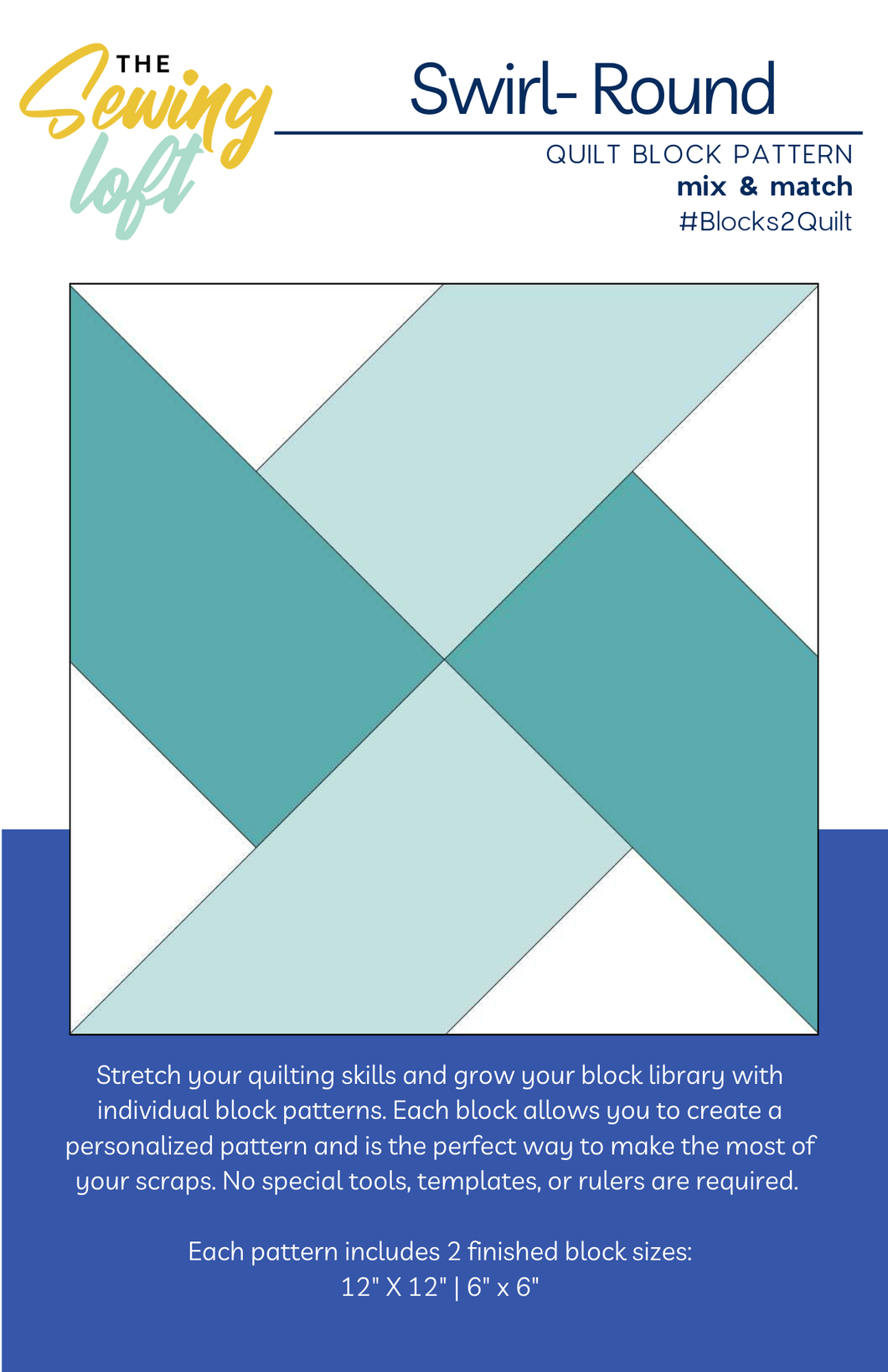 Swirl-Round Quilt Block Printed Pattern