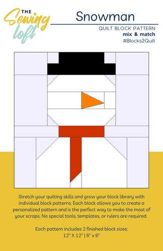 Snowman Quilt Block Printed Pattern