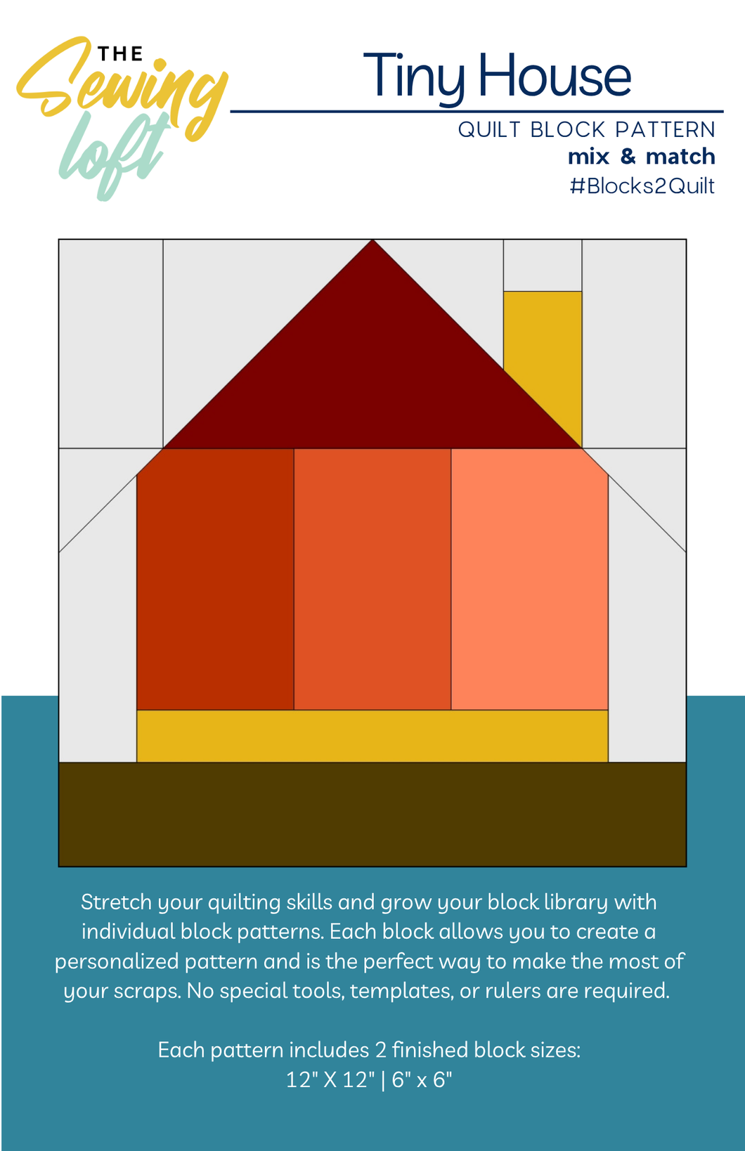 Tiny House Quilt Block Printed Pattern