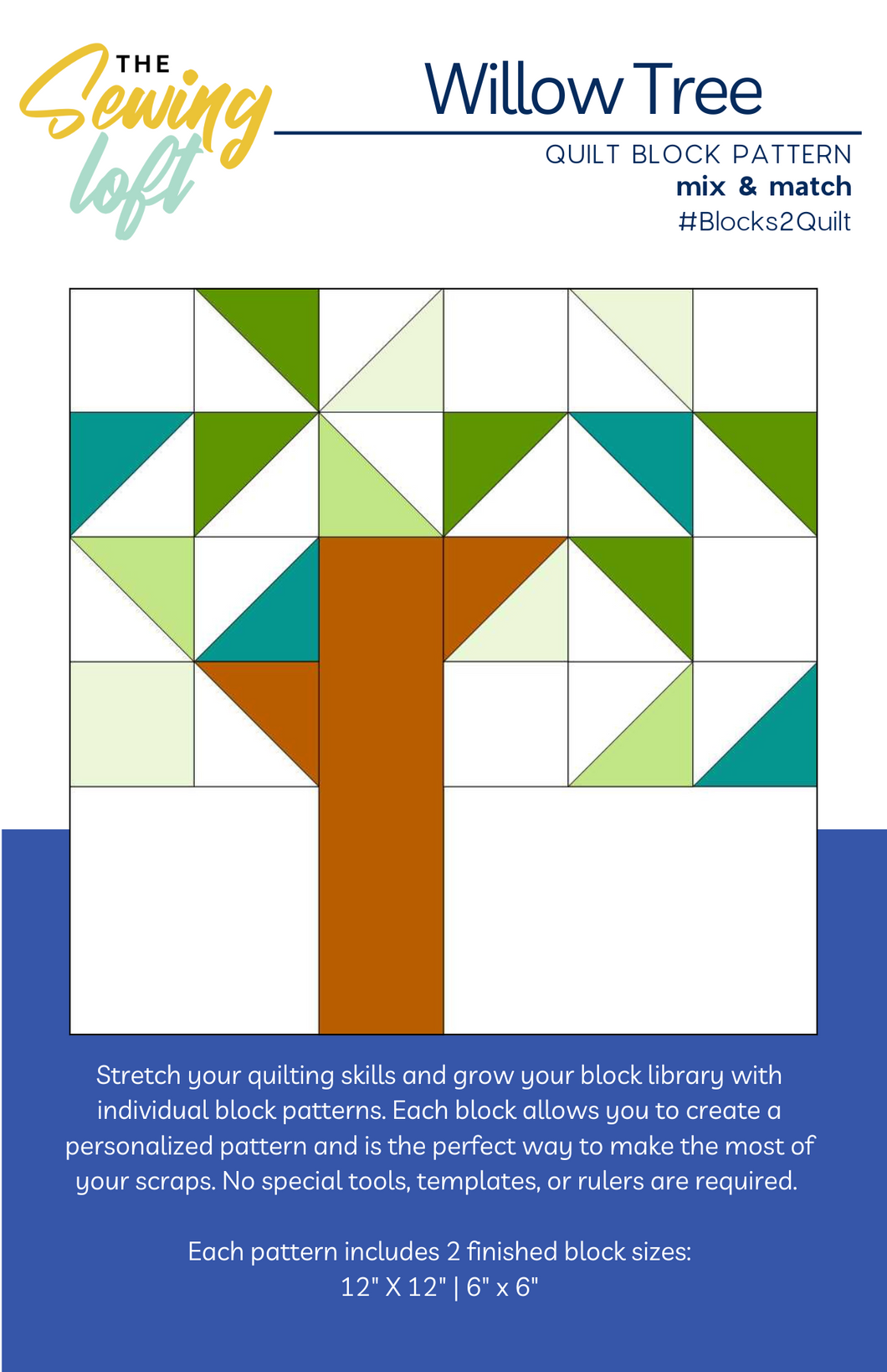 Willow Tree Quilt Block Printed Pattern
