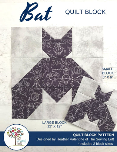 Halloween Inspired Bat Quilt Block Pattern