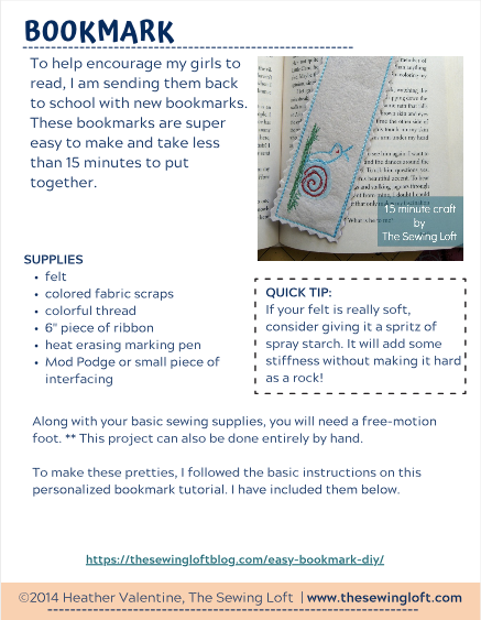 Easy DIY Bookmark - Tutorial PDF