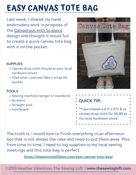 Canvas Tote Bag - Tutorial PDF