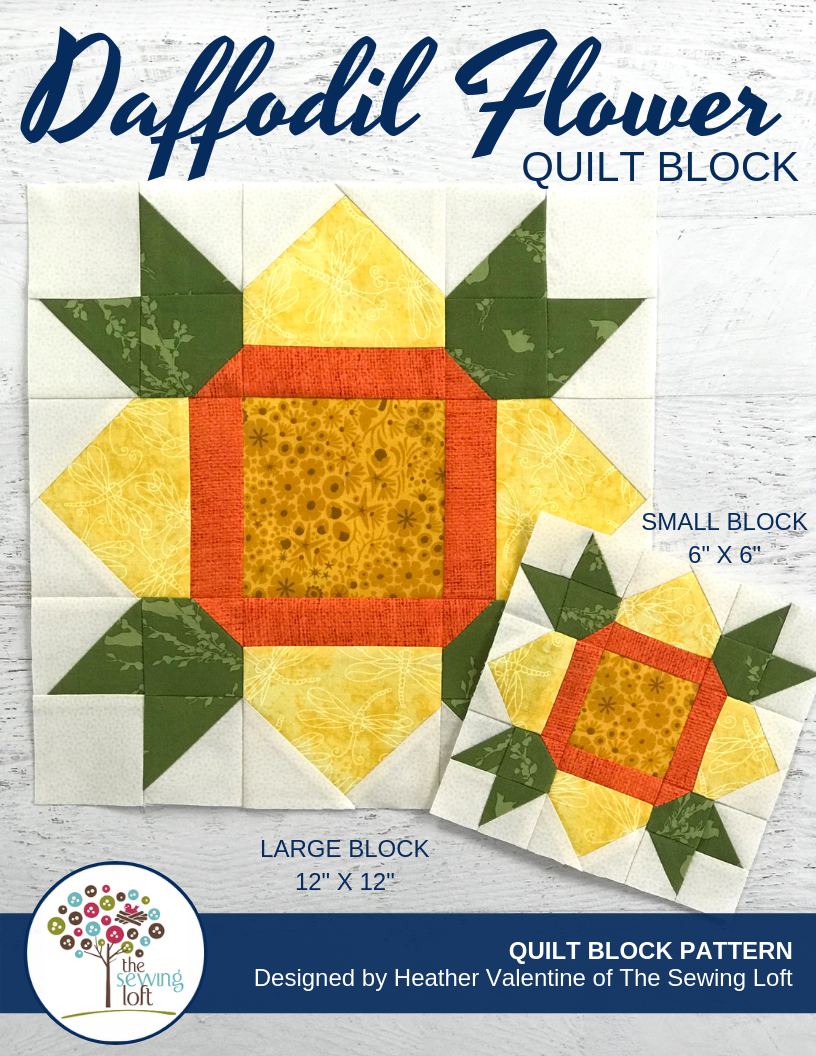 Daffodil Flower Quilt Block Pattern