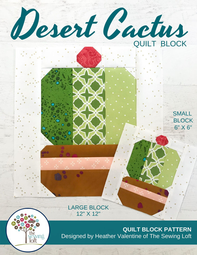 Desert Cactus Quilt Block Pattern