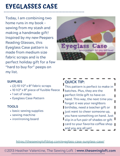 Eye Glass Case -Tutorial PDF