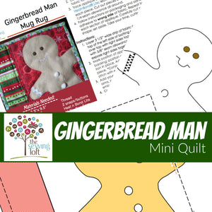 Gingerbread Man Mini Quilt - Mug Rug