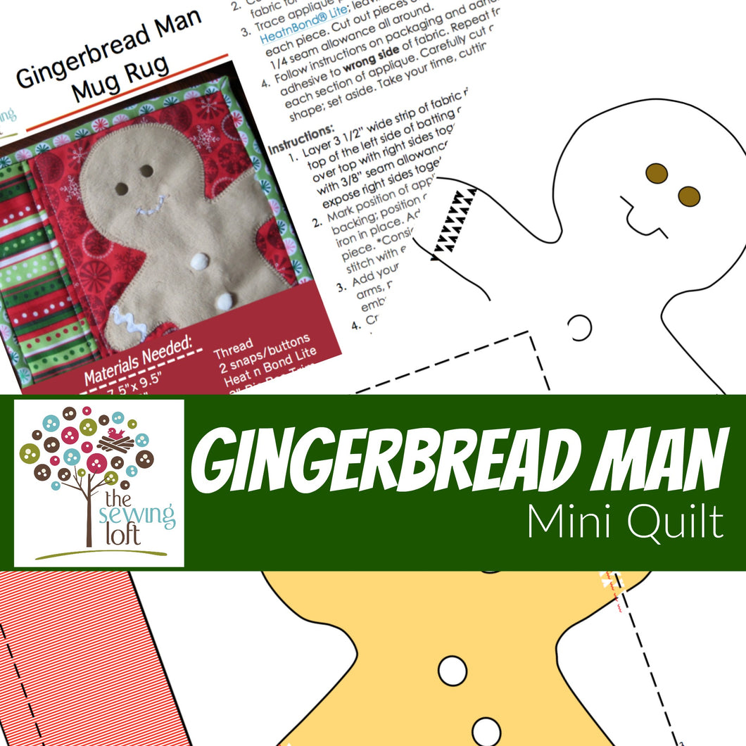 Gingerbread Man Mini Quilt - Mug Rug