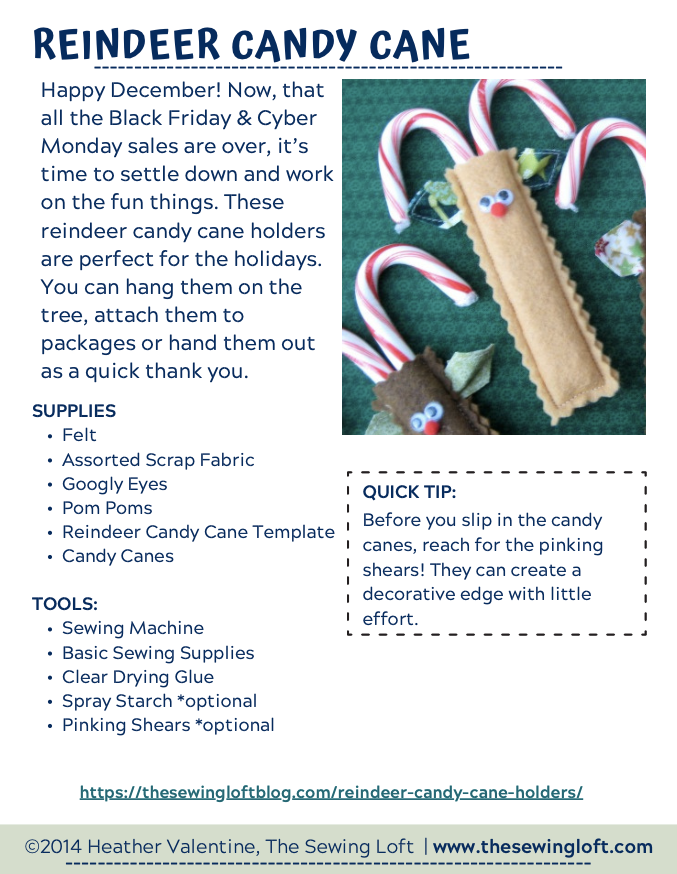Reindeer Candy Cane - Tutorial PDF