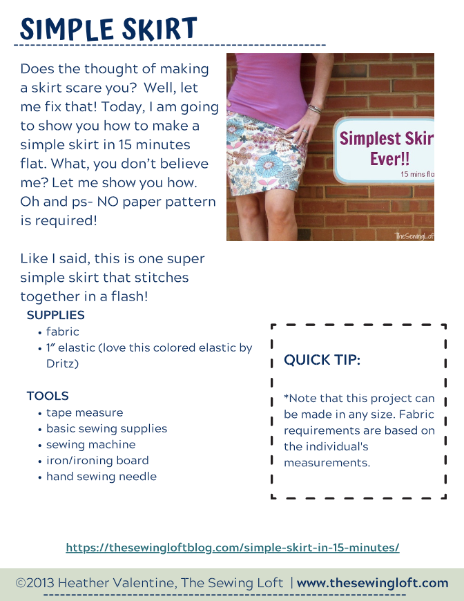 Simple Skirt -Tutorial PDF