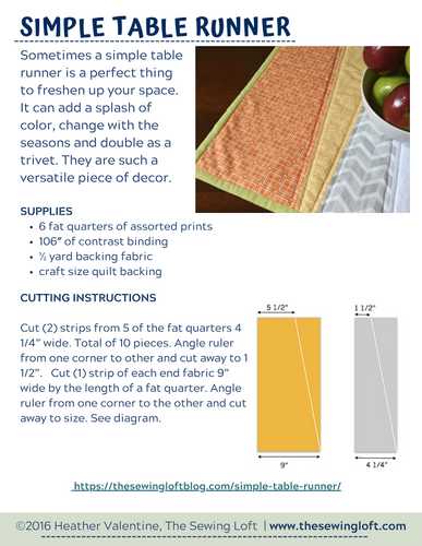 Simple Table Runner - Tutorial PDF