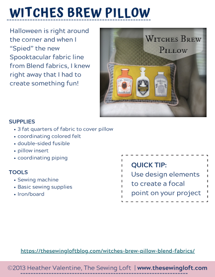 Witches Brew Decorative Pillow -Tutorial PDF