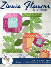 Zinnia Flowers Quilt Block Pattern